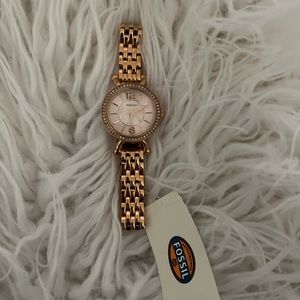 NWT Georgia Cordell Rose-Tone Stainless Steel Fossil Watch